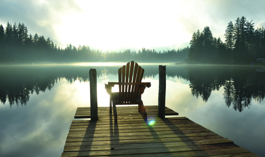 Chair on Dock at Alice Lake in Late Afternoon