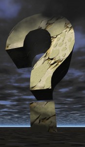 Computer Art Image of Large Stone Question Mark