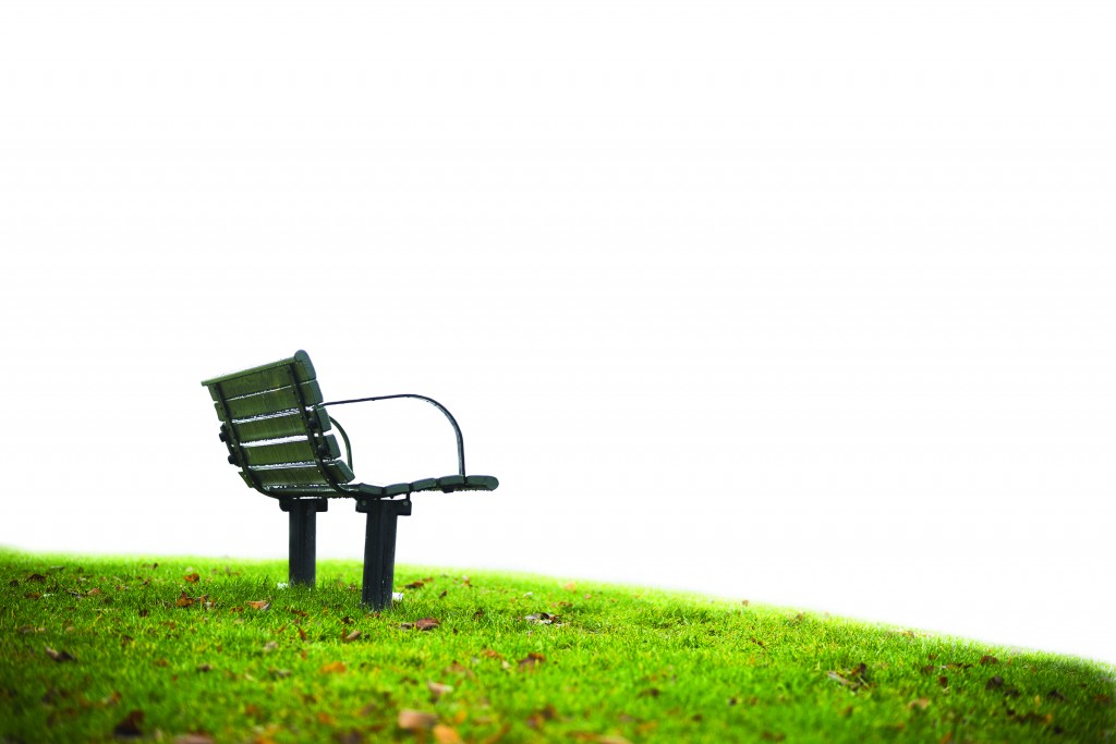 Empty park bench