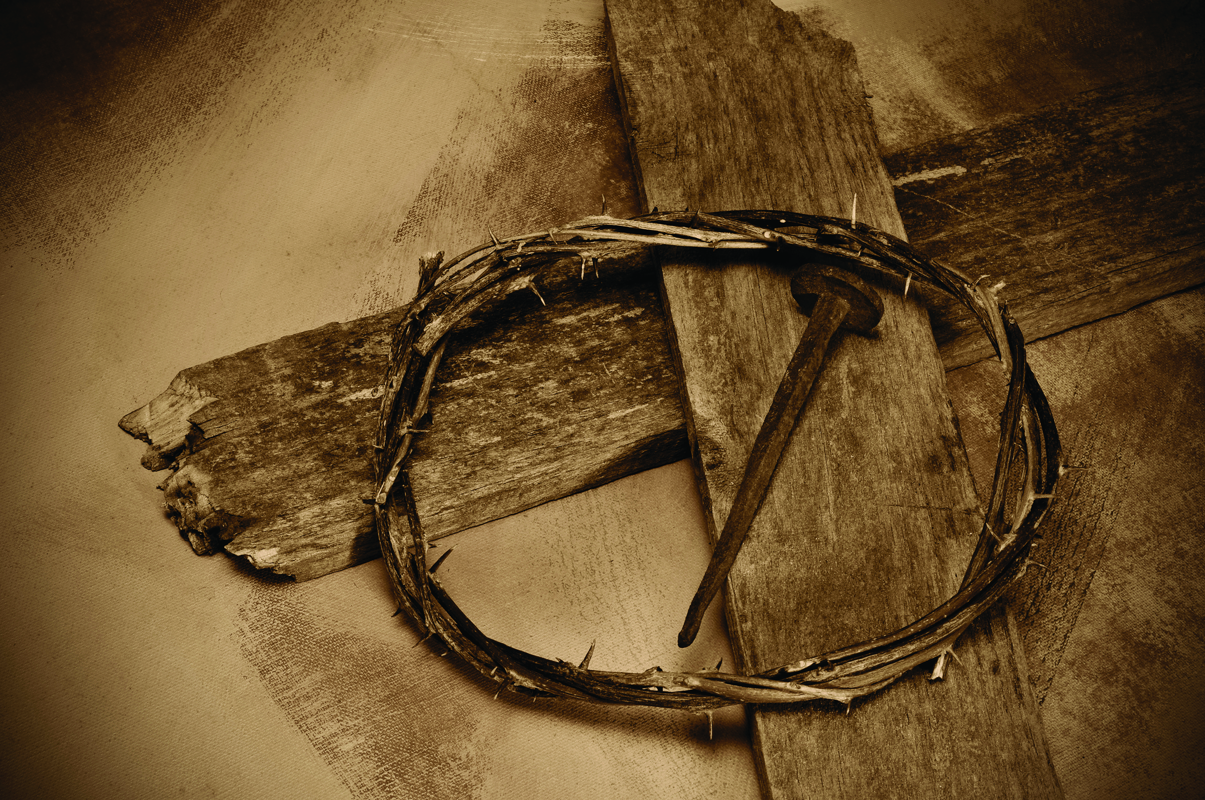 Jesus Christ cross, nail and crown of thorns