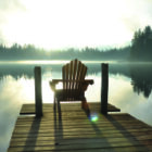 Chair on Dock at Alice Lake in Late Afternoon